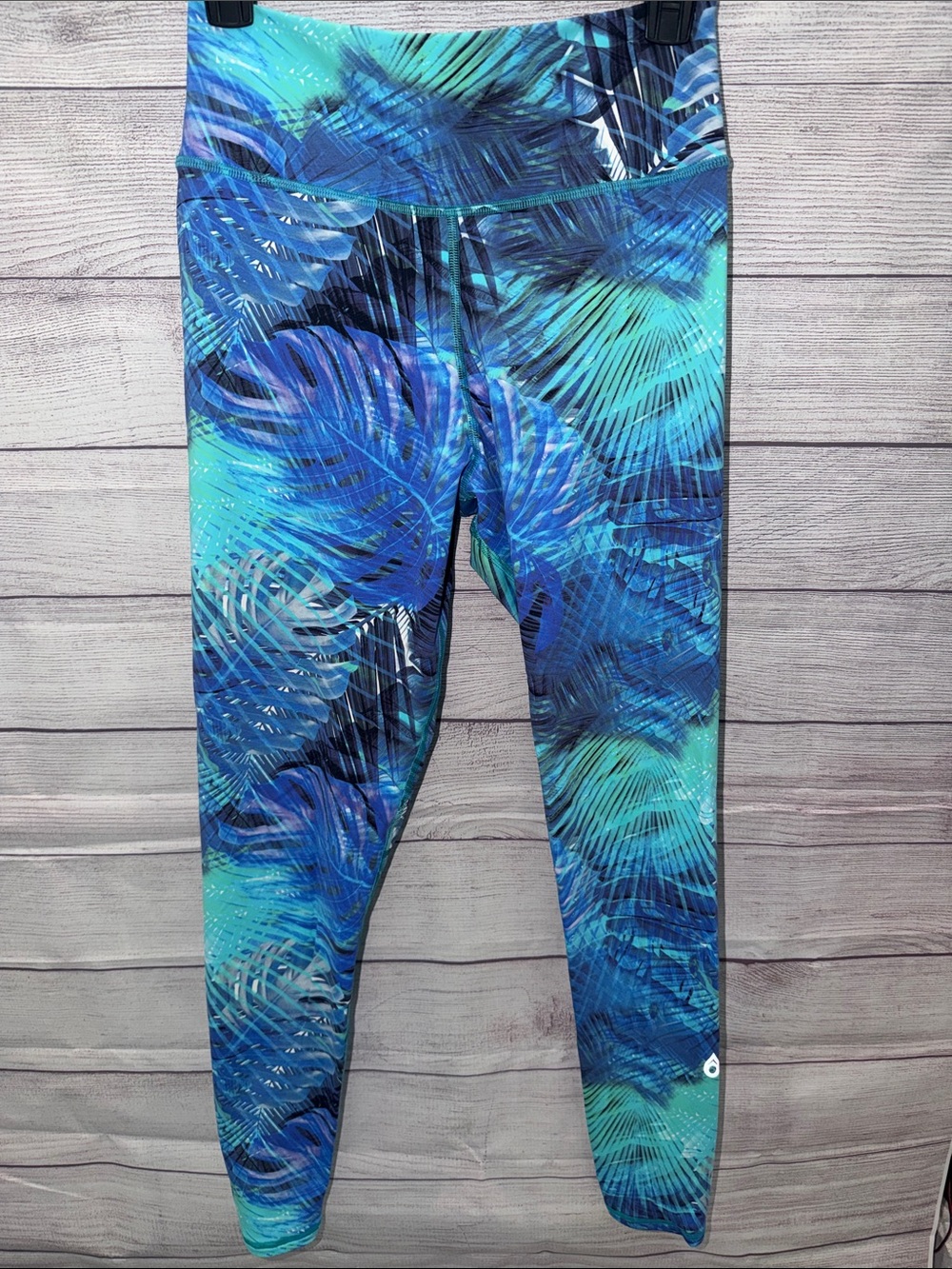 Tropical Blue & Teal High-Waist Active Leggings